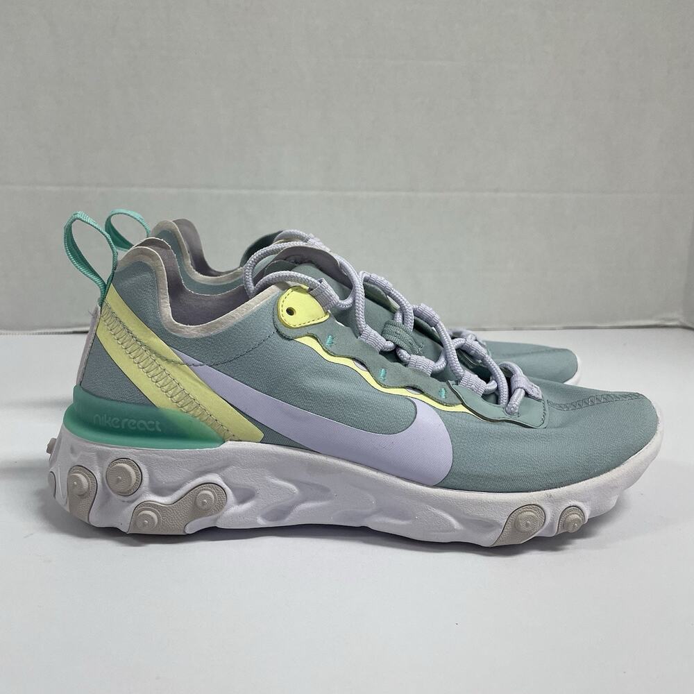 Nike React Element 55 Ocean Cube BQ2728 301 Size 6 Women Blue Yellow Purple
